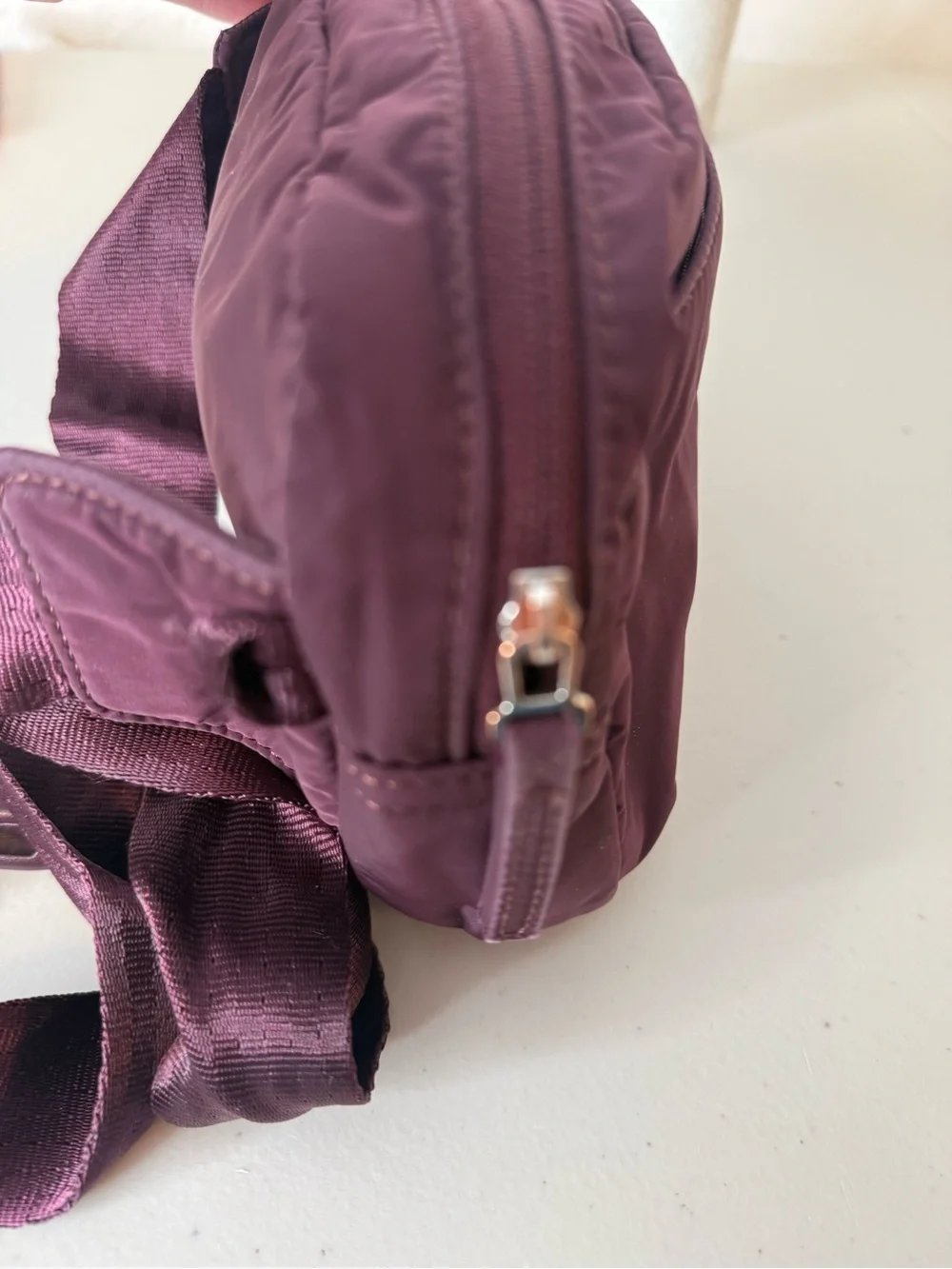 Athleta All About Large Crossbody Belt Bag Plum Purple Nylon Travel Festival